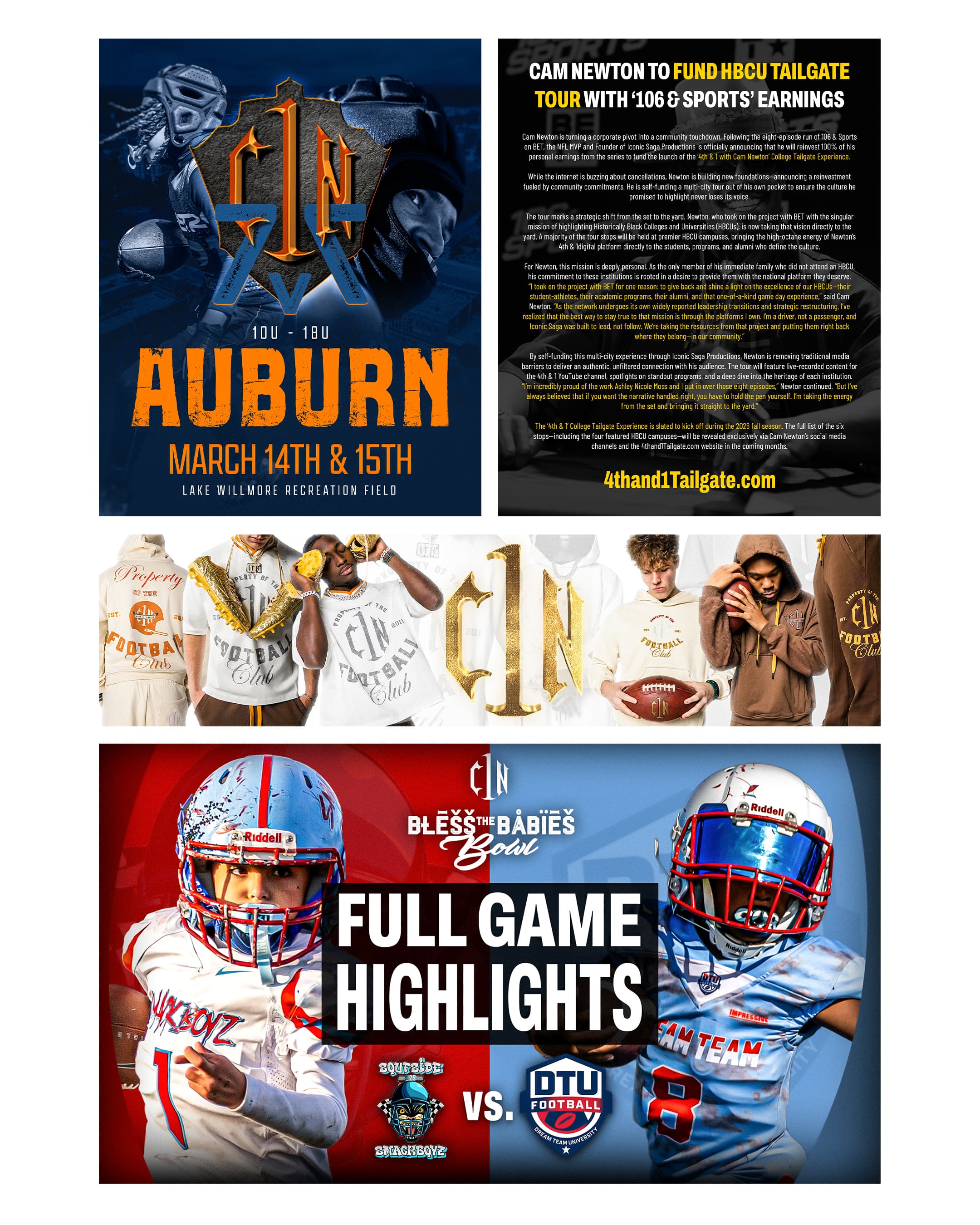 C1N football campaign graphics and merchandise design collage